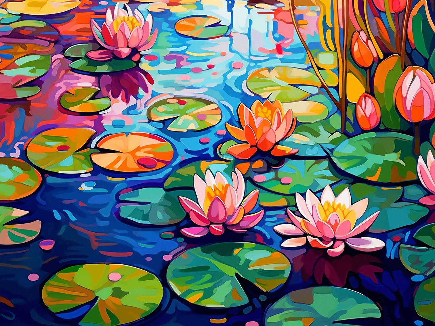 Water lilies II, 60x80 cm, acrylic on canvas