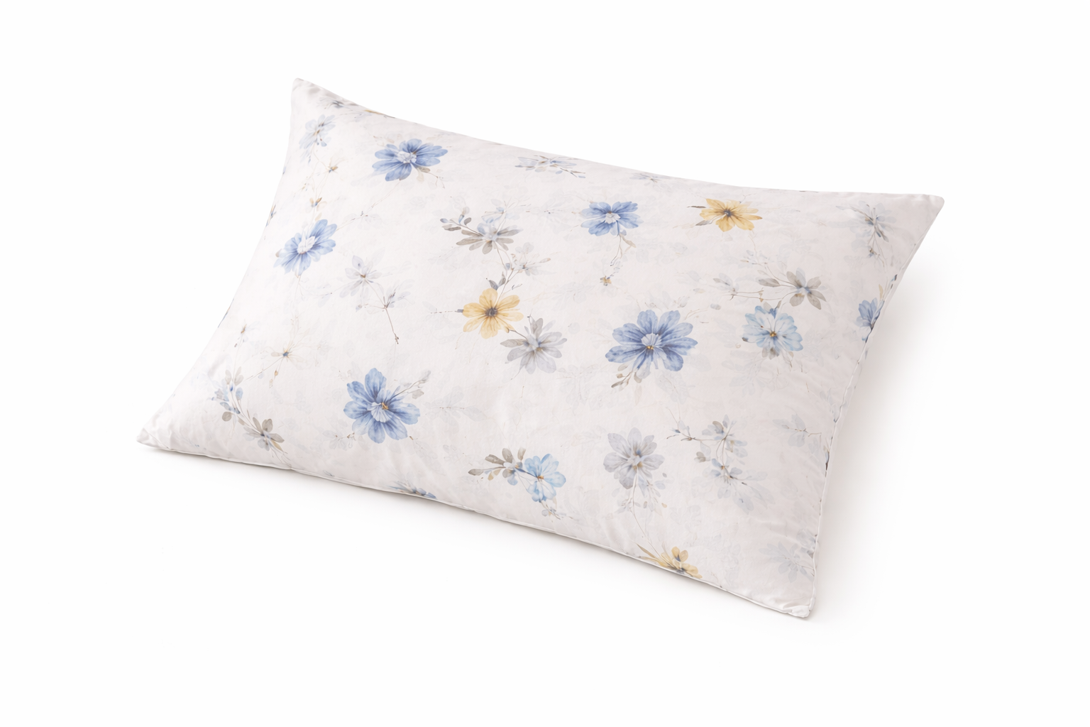 Наволочка ранфорс принт "Жовті та блакитні квіти"