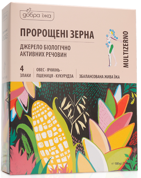 Пророщені зерна вівса, ячменю, пшениці, кукурудзи (10 стіків по 10 г) Добра Їжа