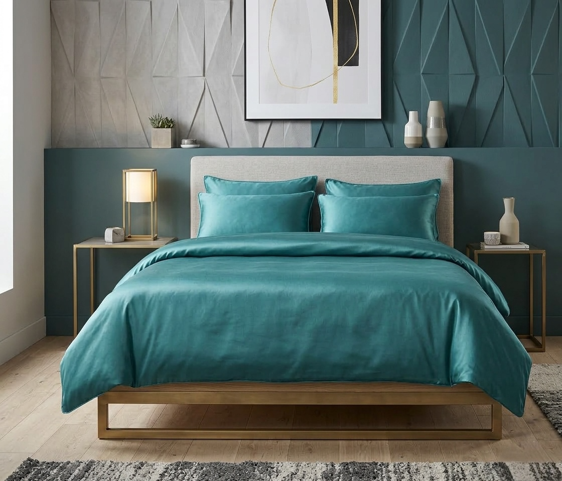 Постільна білизна з сатину, колір Smarahd