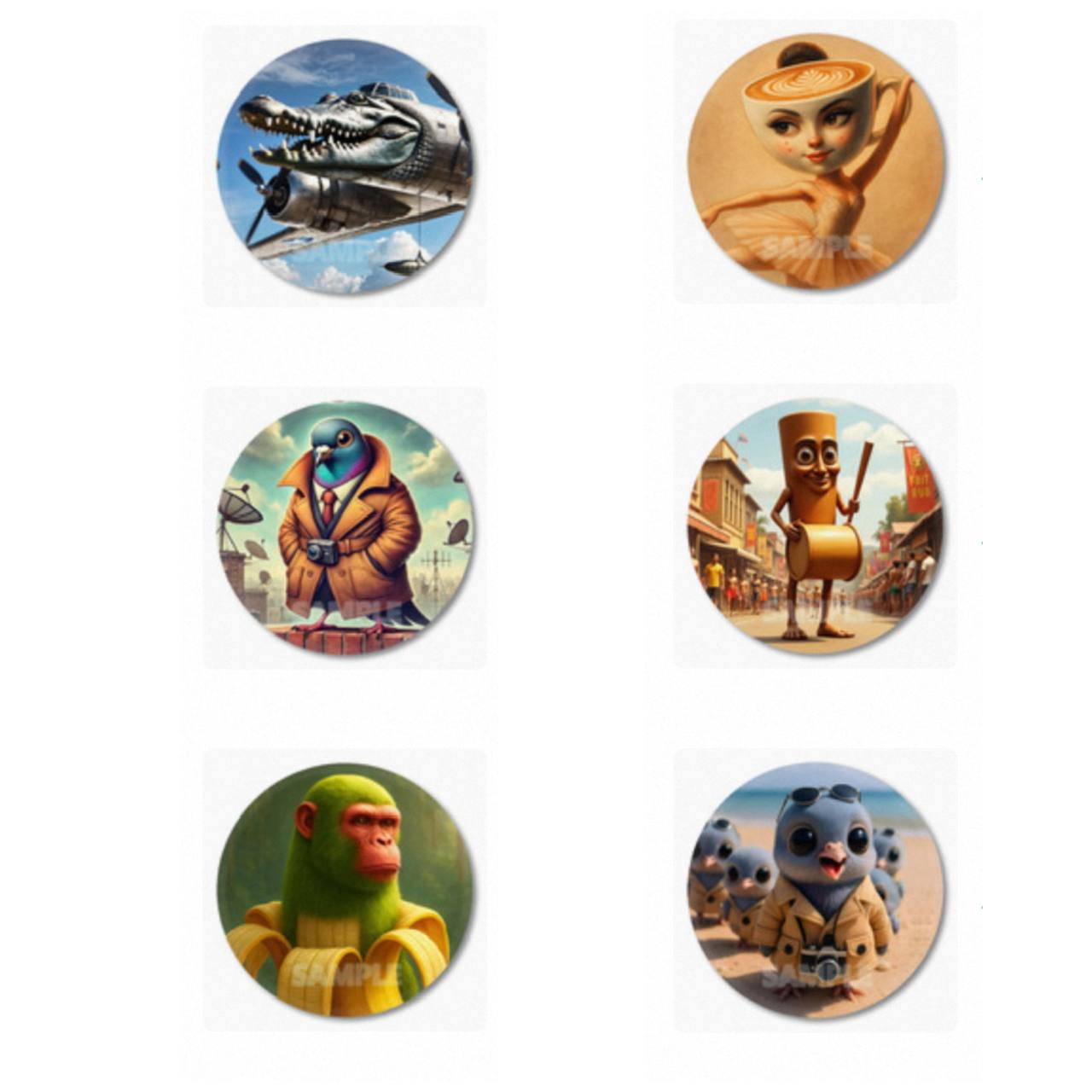 Набір значків італійські меми Brainrot, 6 шт