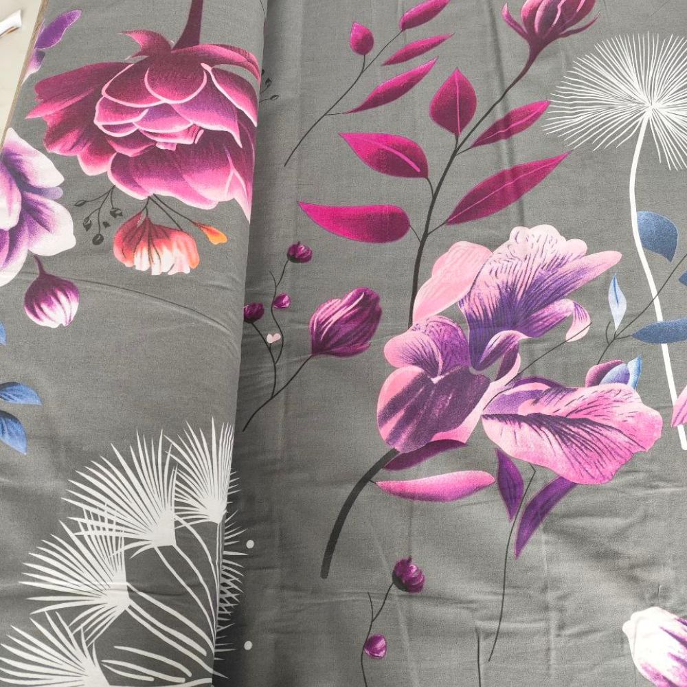 Тканина Голд Euro - Троянда бордо на сірому