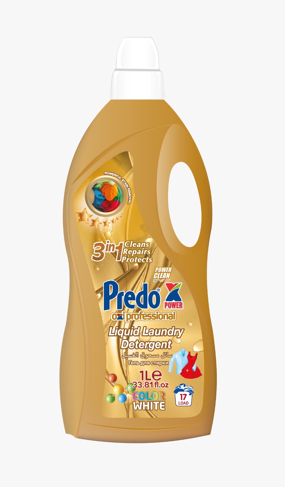 Predo Power Oxi Professional Żel do Prania Kolorowych i Białych 1L (Złoty)