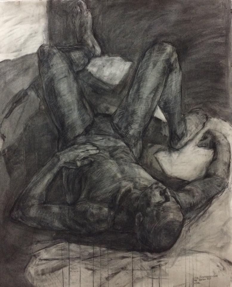 Reflections, 2018, 120x100 sm, charcoal, paperboard