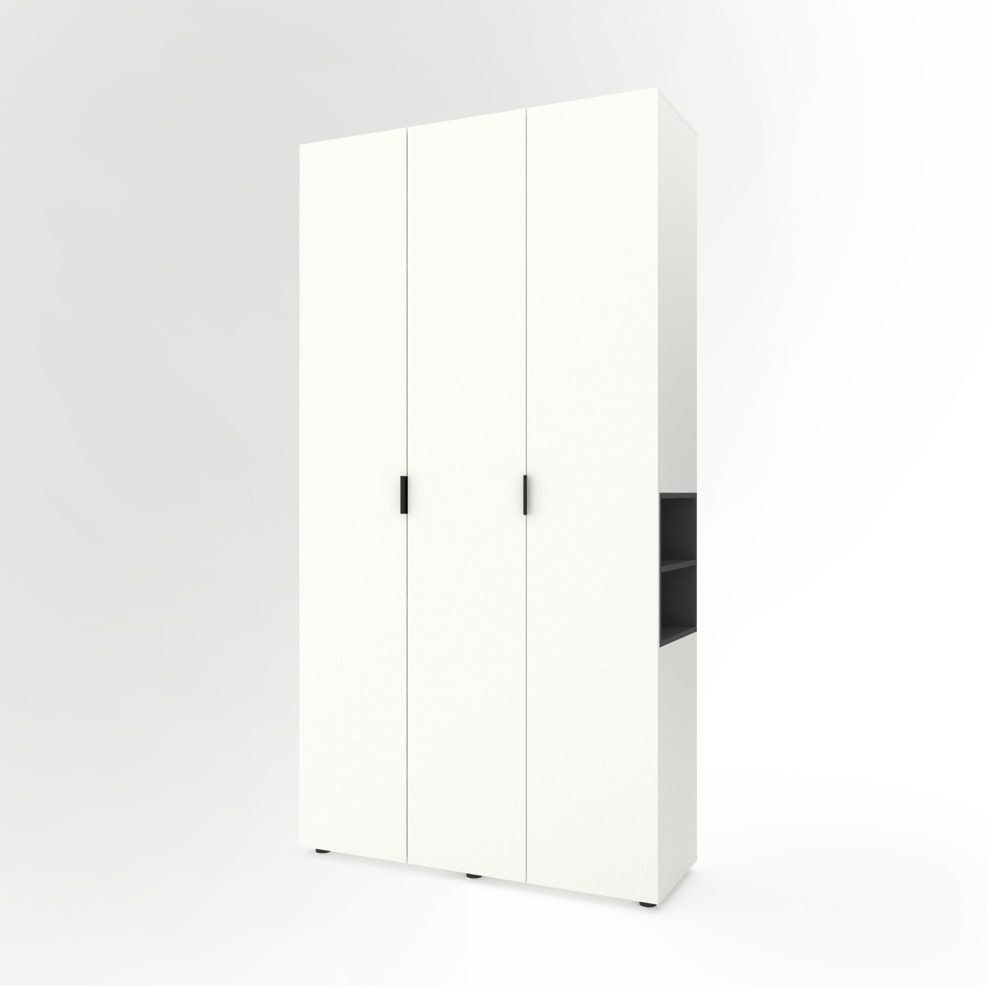 Тридверна розпашна шафа MA015RWA 1200/420/2300 мм., колір білий сніг-антрацит
