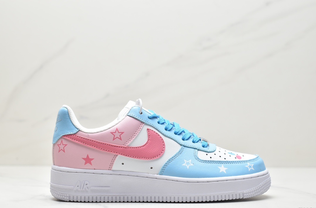 Nike Air Force 1 Low "Pink/ Blue Star/ White"