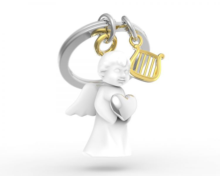 Брелок Metalmorphose White Angel & Chrome Heart & Gold Harp – стильний металевий аксесуар для ключів