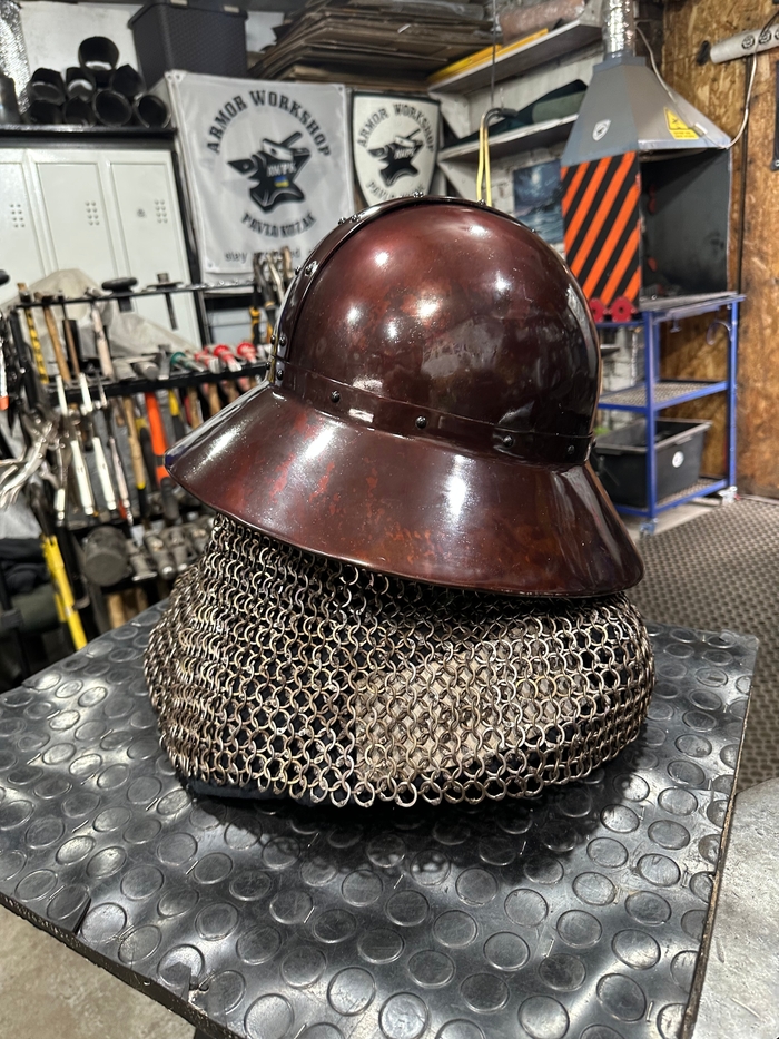 Armor helmet Chapel blackened titanium aventail