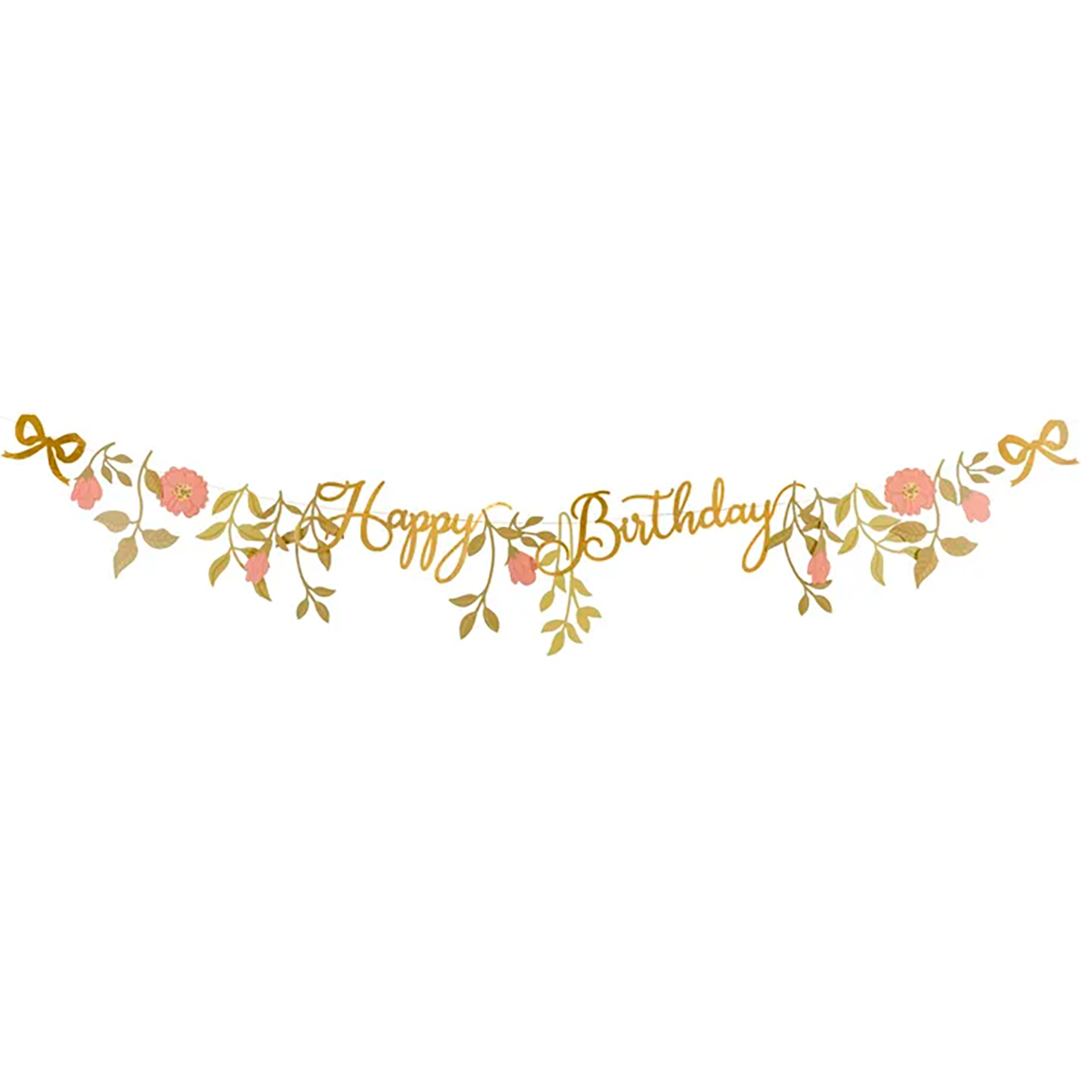 Гірлянда паперова з квітами Happy Birthday
