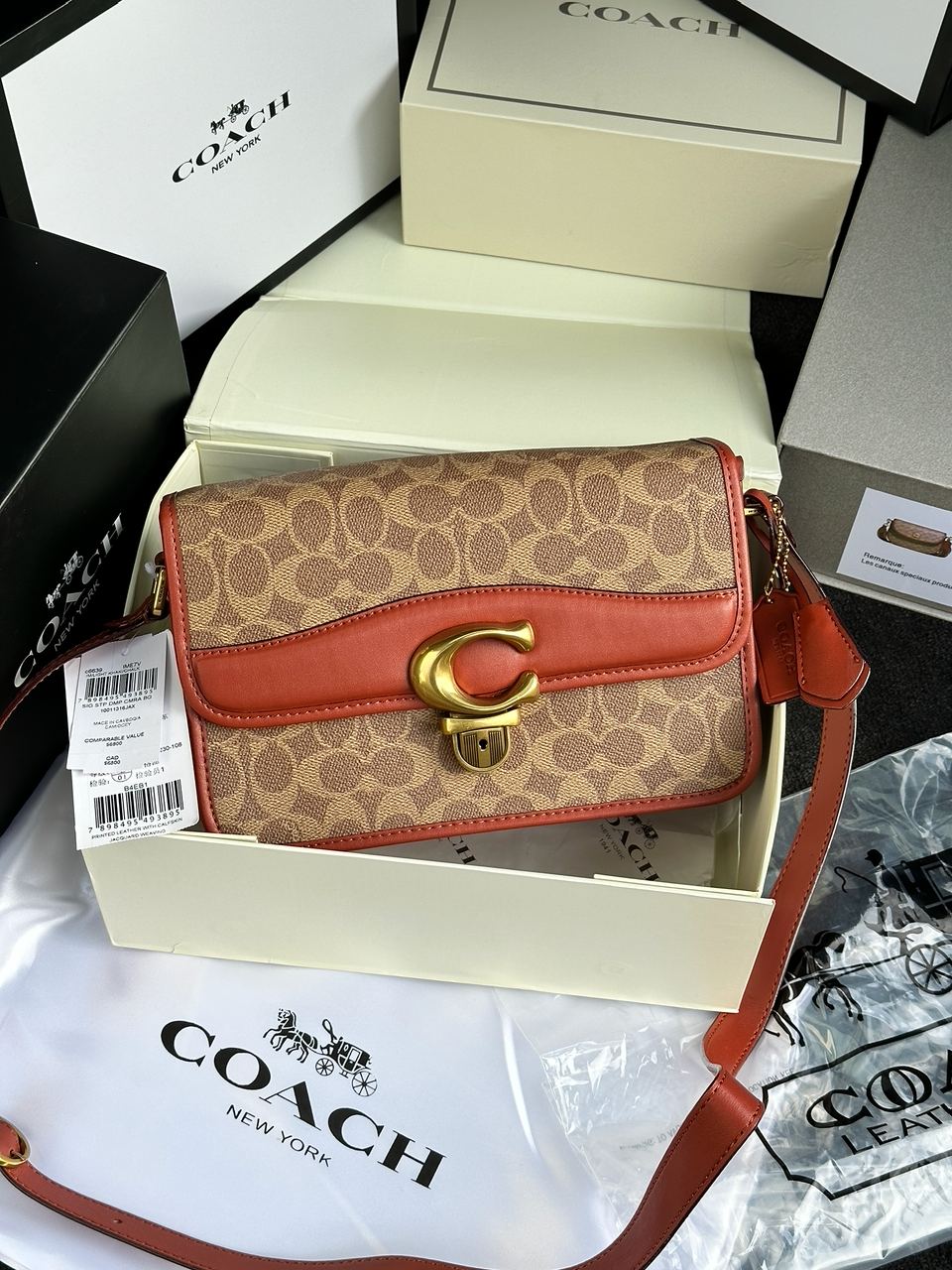 Coach Signature Logo Refined Calf Leather Studio Crossbody Bag