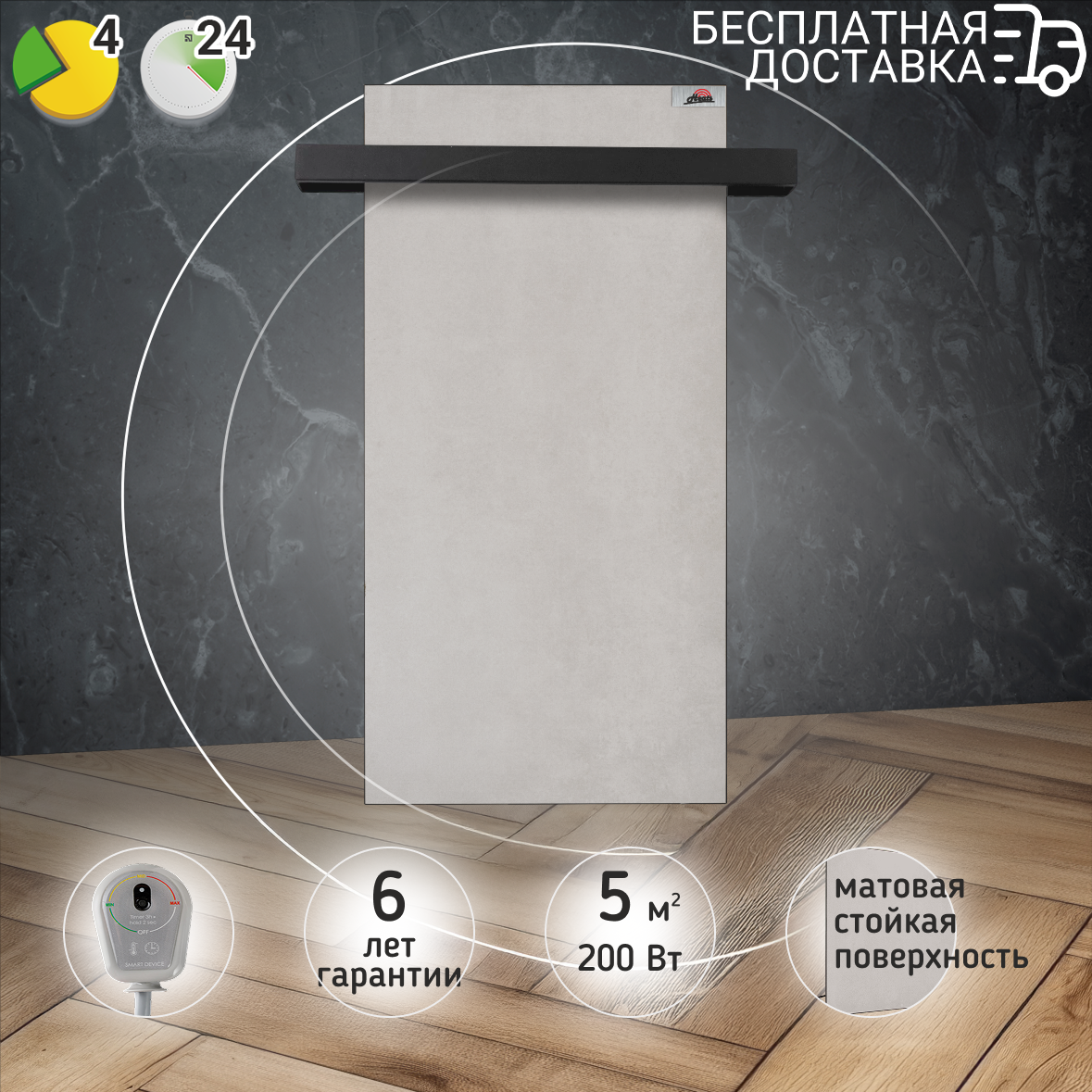 Полотенцесушитель Heats 200 Loft с терморегулятором на вилке