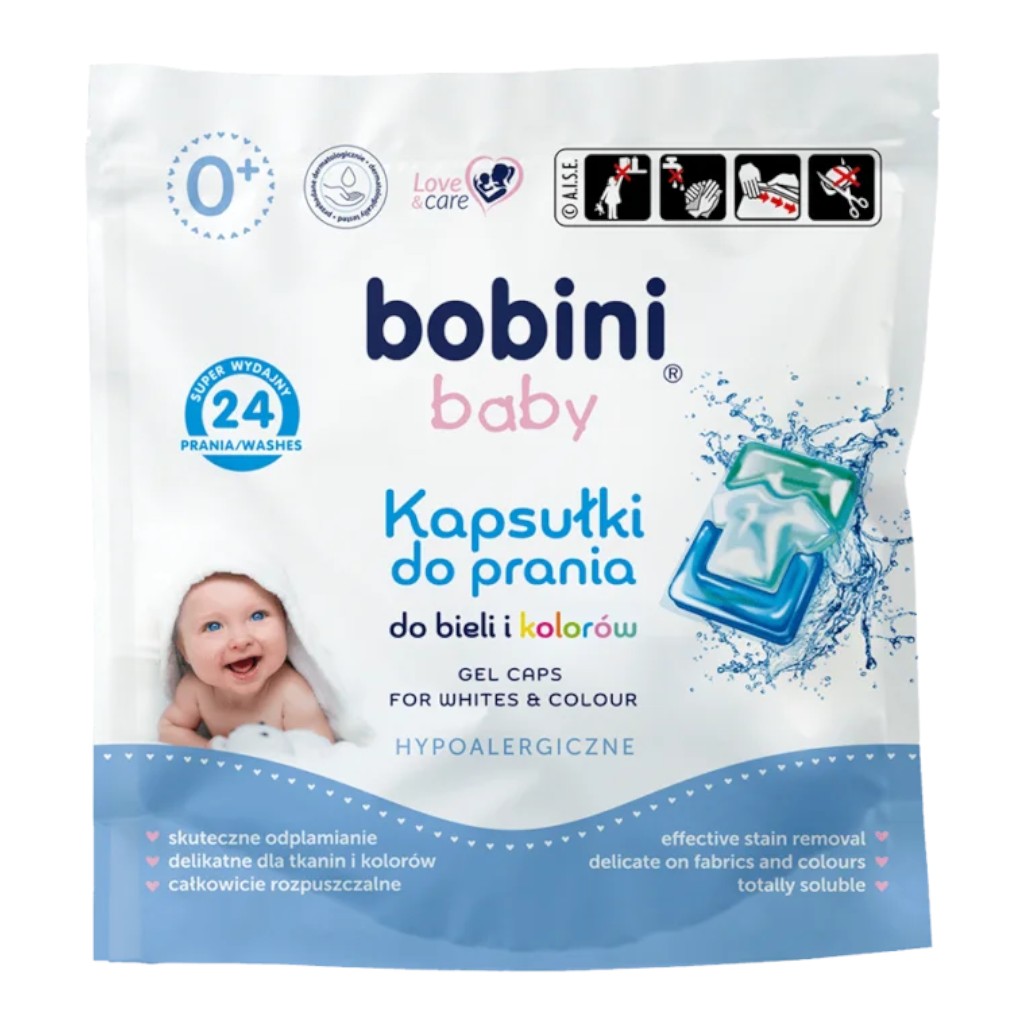 Гіпоалергенні капсули для прання дитячих речей Bobini Baby, 24 шт