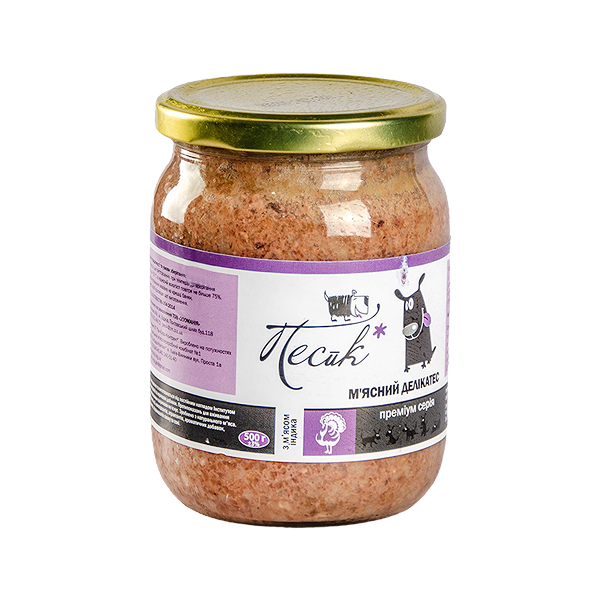 Консерви ПЕСиК д/собак м'ясні делікатеси з м'ясом індика 500г