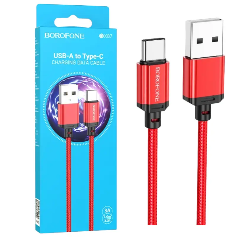 Кабель Borofone BX87 USB -Type-C (3А/1м) червоний