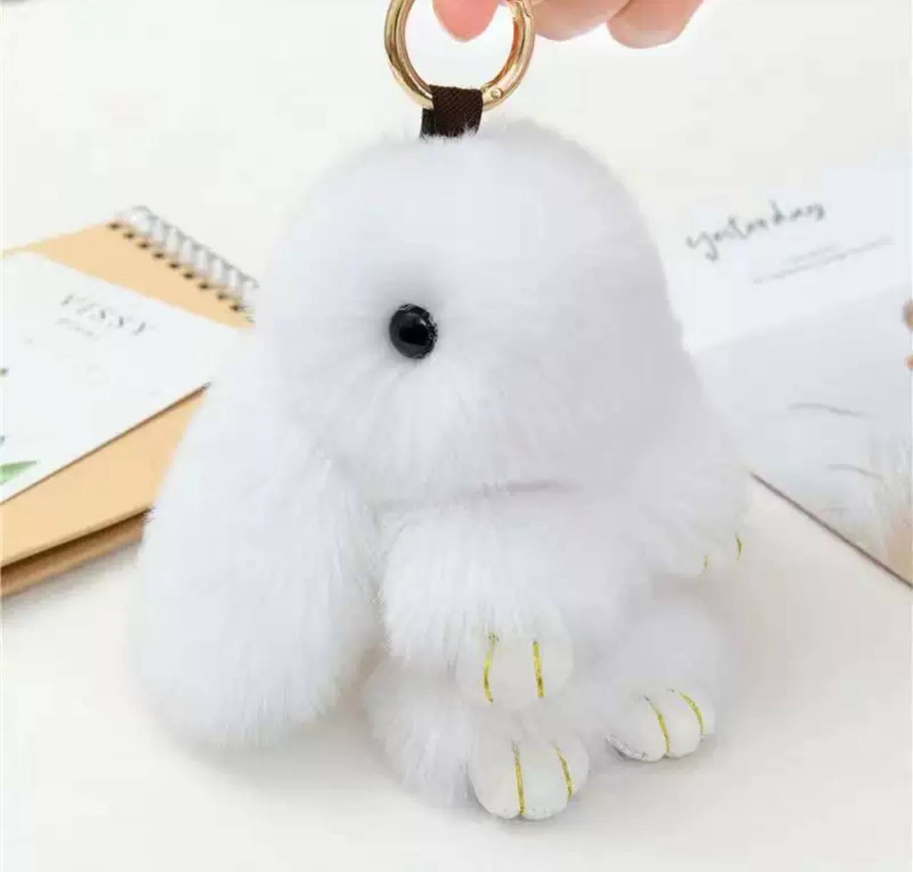 Брелок іграшка пухнастий зайчик, білий