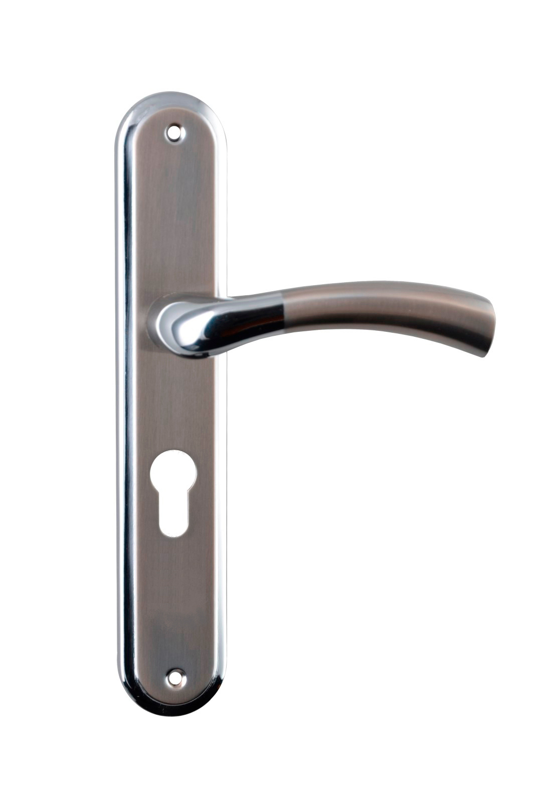 Дверна ручка на планці під ключ SIBA Saros 62/72/85/92мм, матовий нікель/хром