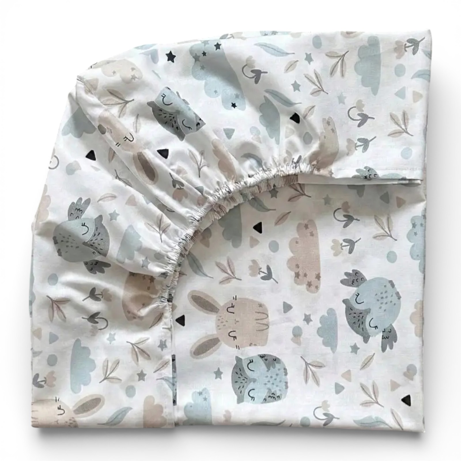 Простирадло в дитяче ліжечко 120 х 60 см Сова і зайчик