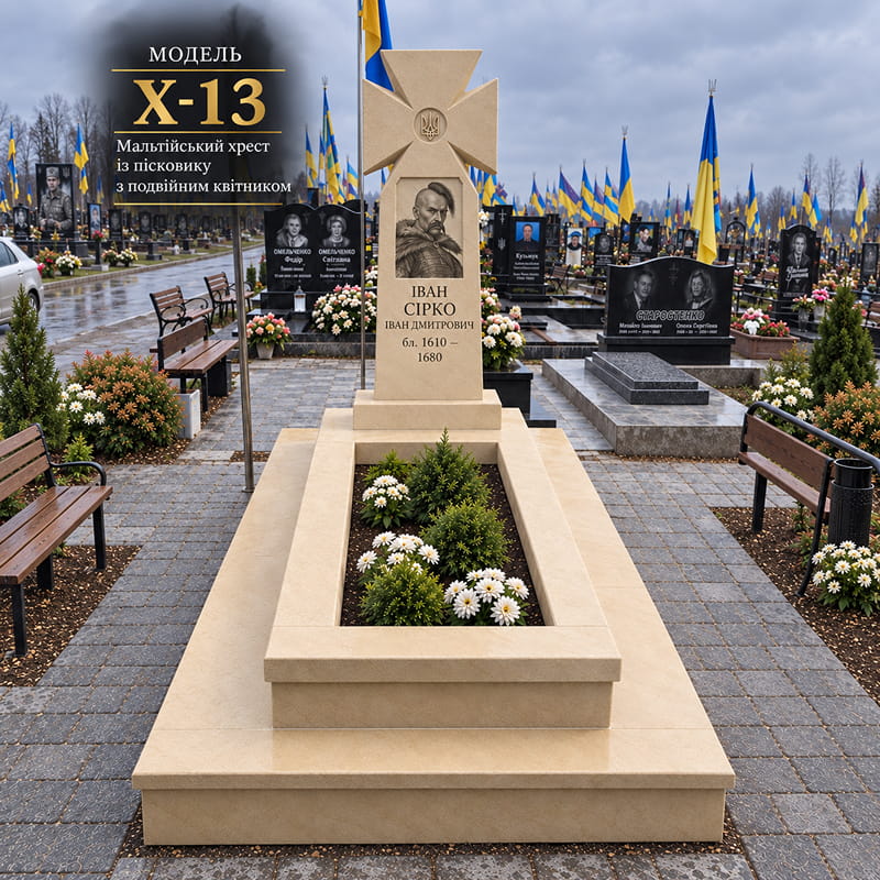 X-13 — Мальтійський хрест із пісковику з подвійним квітником