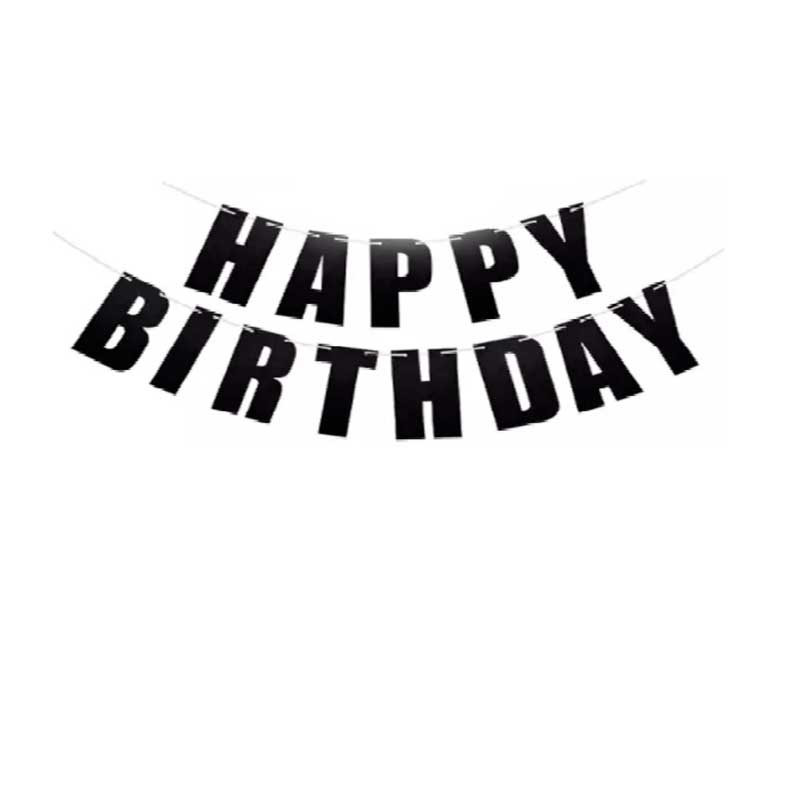 Банер-літери Happy birthday чорні з блиском