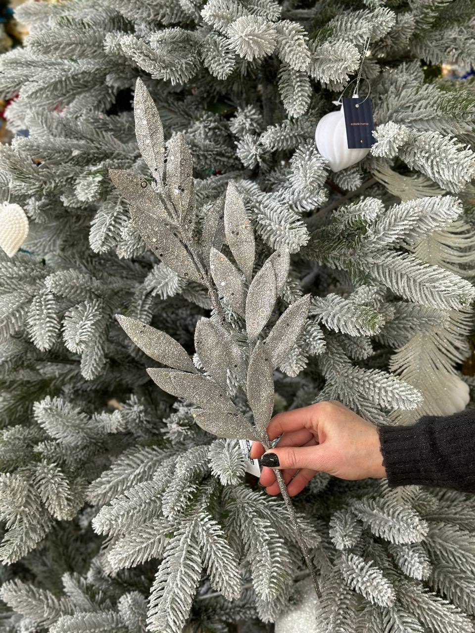 Гілка листя 70 см, колір - срібло