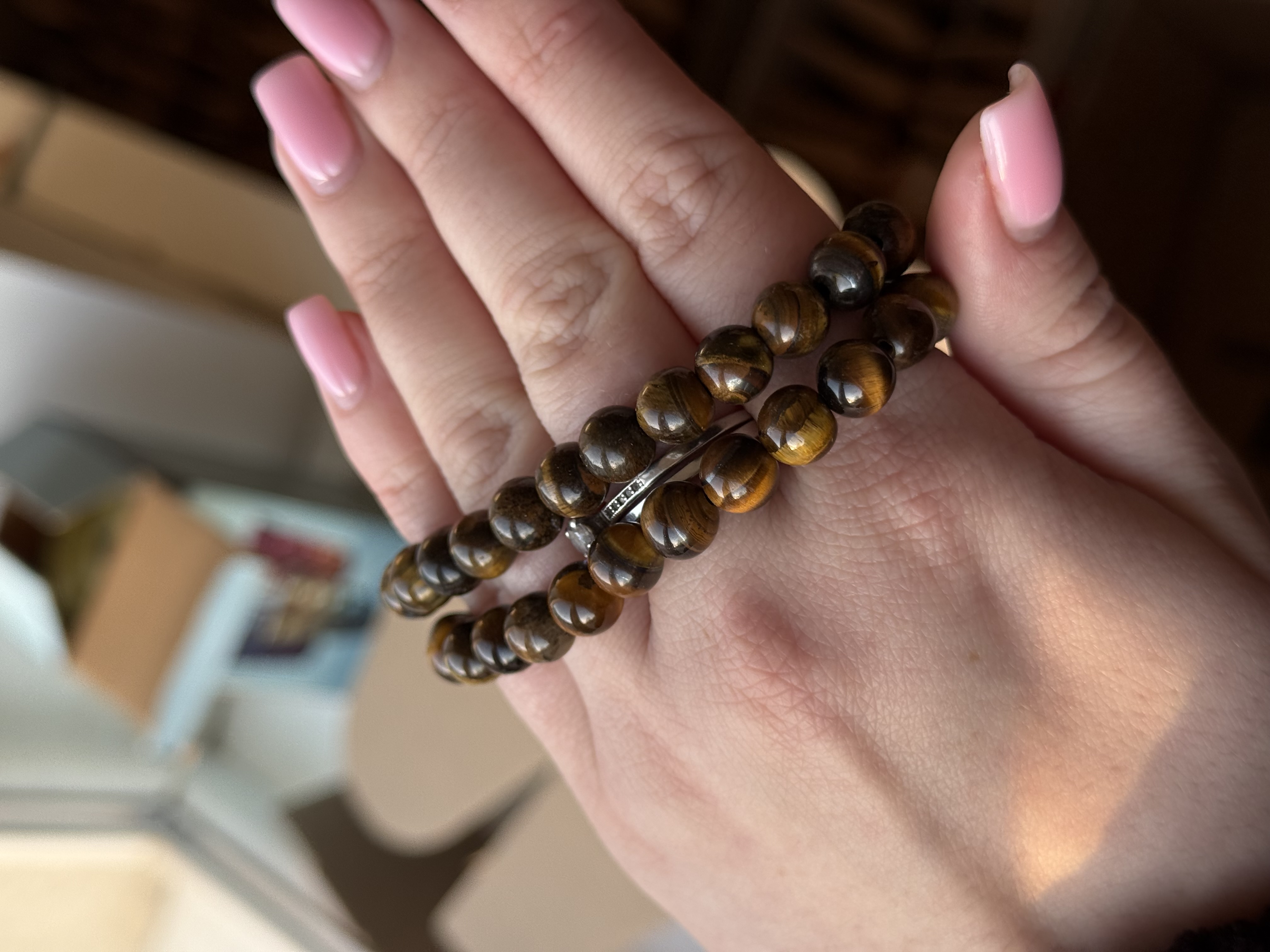 Браслет з натурального каменю Тигрове око