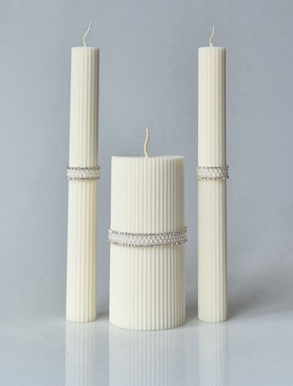 Сімейне вогнище з соєвого воску з подвійними перлинами та стразами