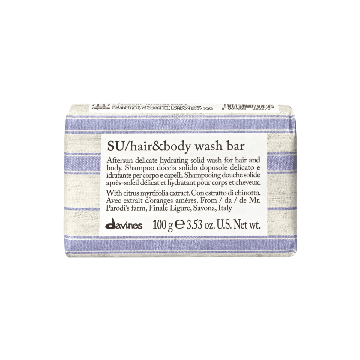 Твердий шампунь для волосся та тіла Davines SU shampoo bar, 100 г