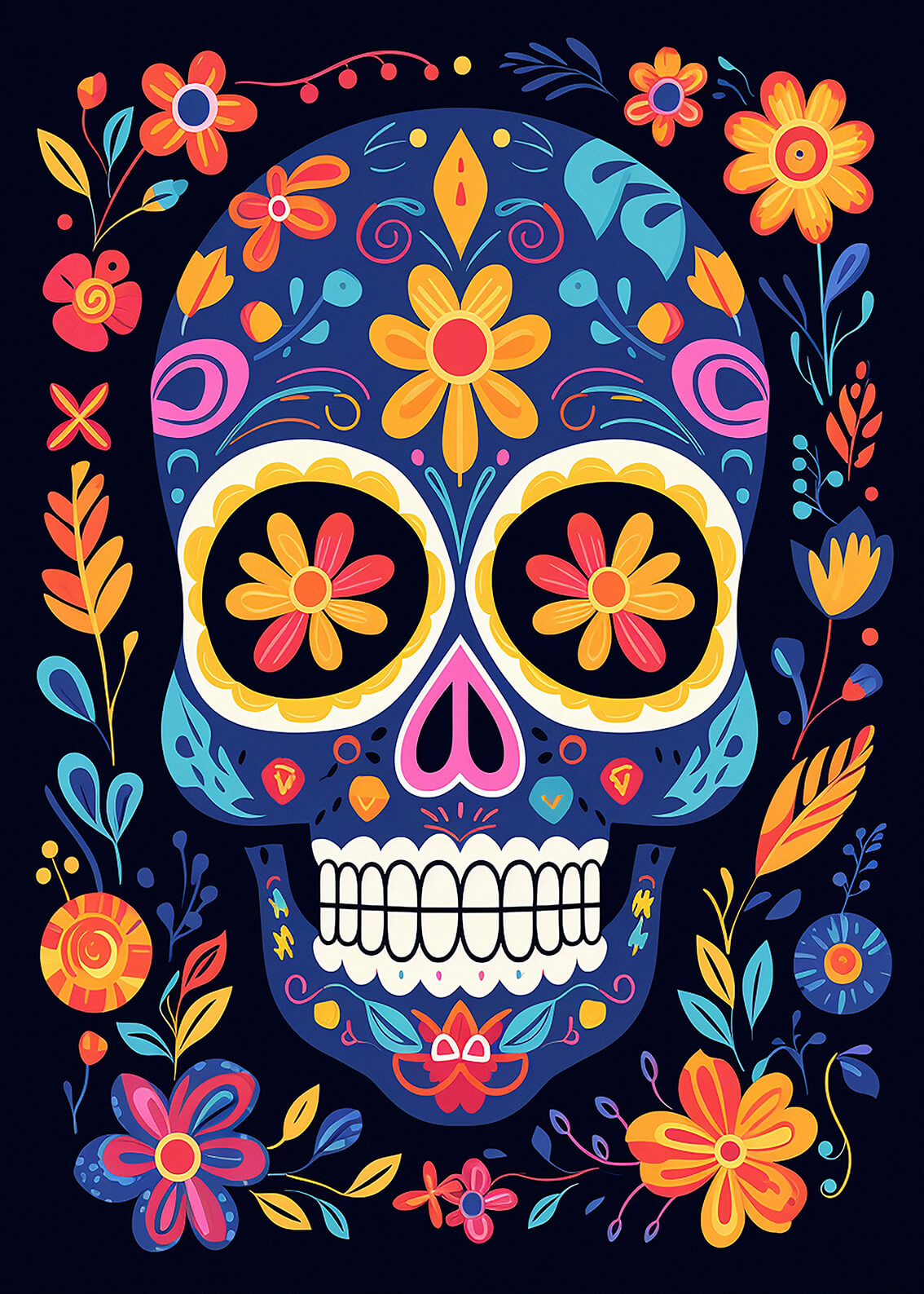 Calavera V, 42x30 cm original acrylic painting on paper