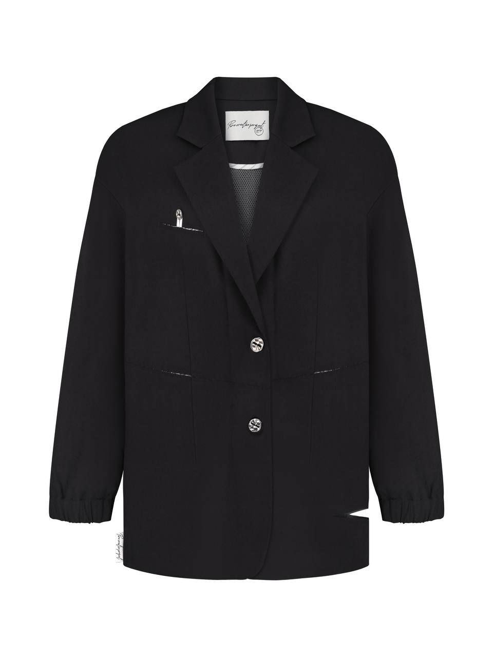 .Wool oversized jacket with torn hem