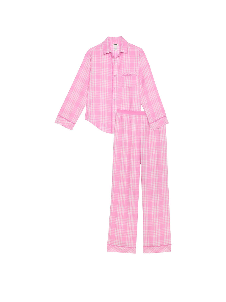Піжама з штанами Flannel Long PJ Set рожева S