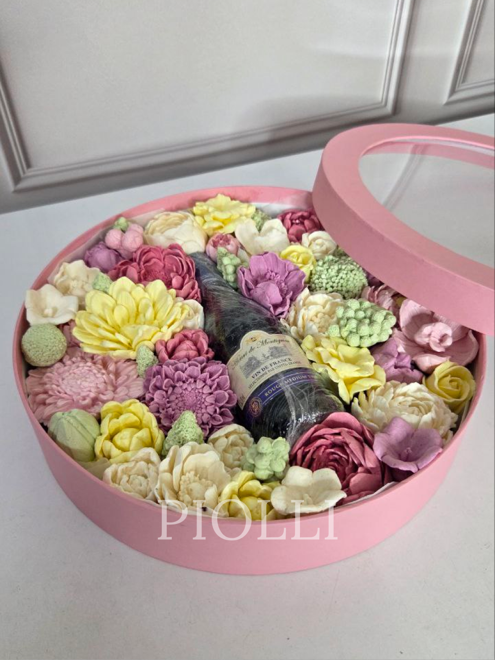 Коробка зефірних квітів кругла D 30