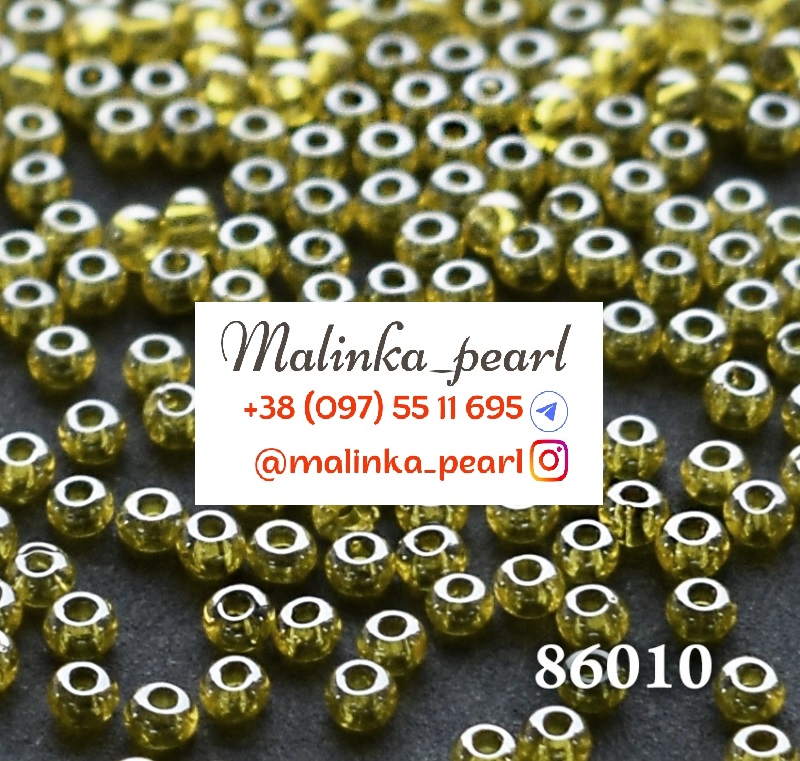 Бісер жовтий, прозорий, глазурований