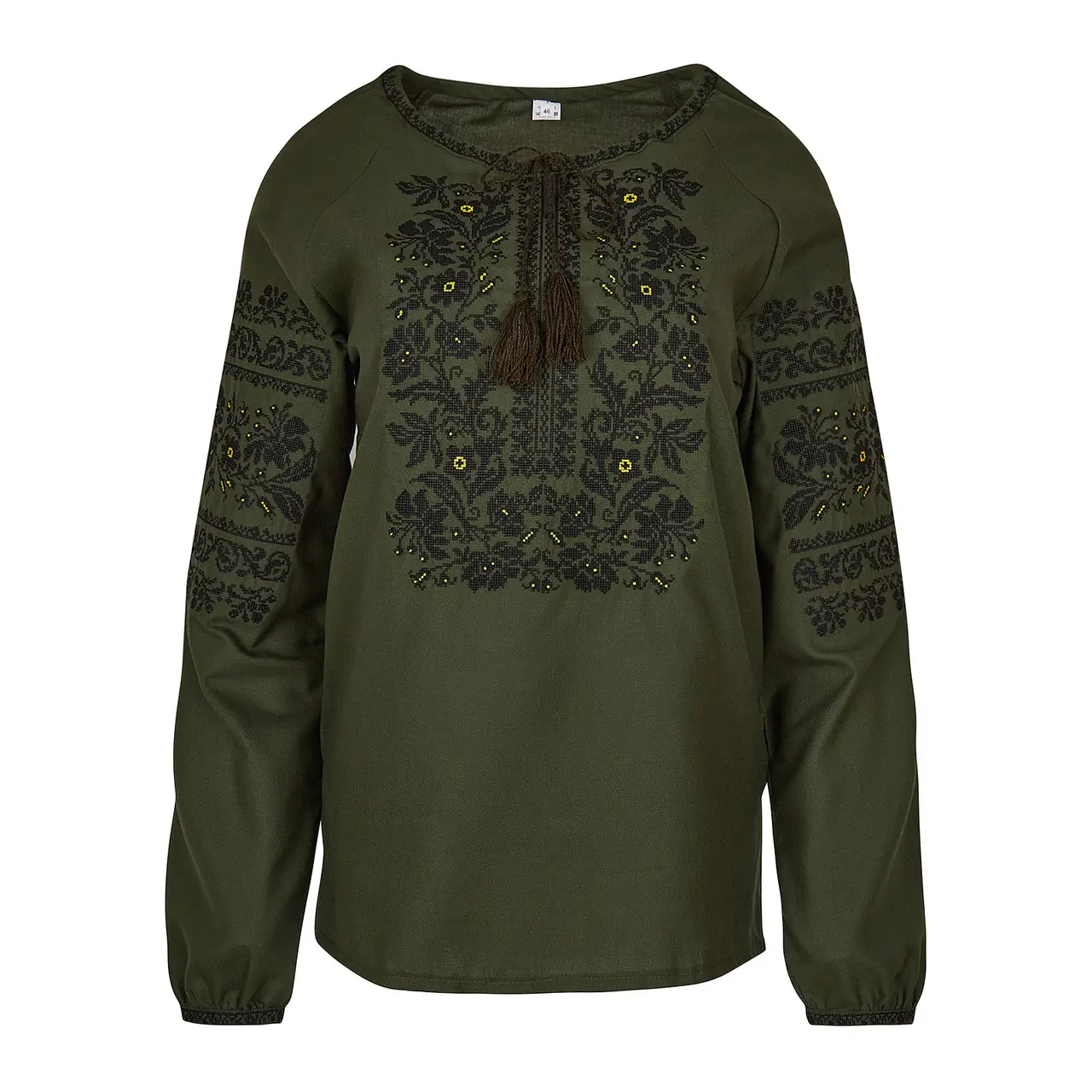 Вишиванка жіноча зелений льон