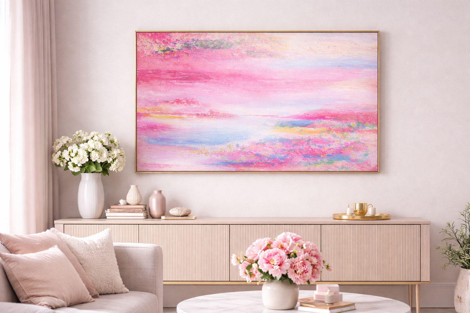 Абстрактний пейзаж  в рожевих тонах 