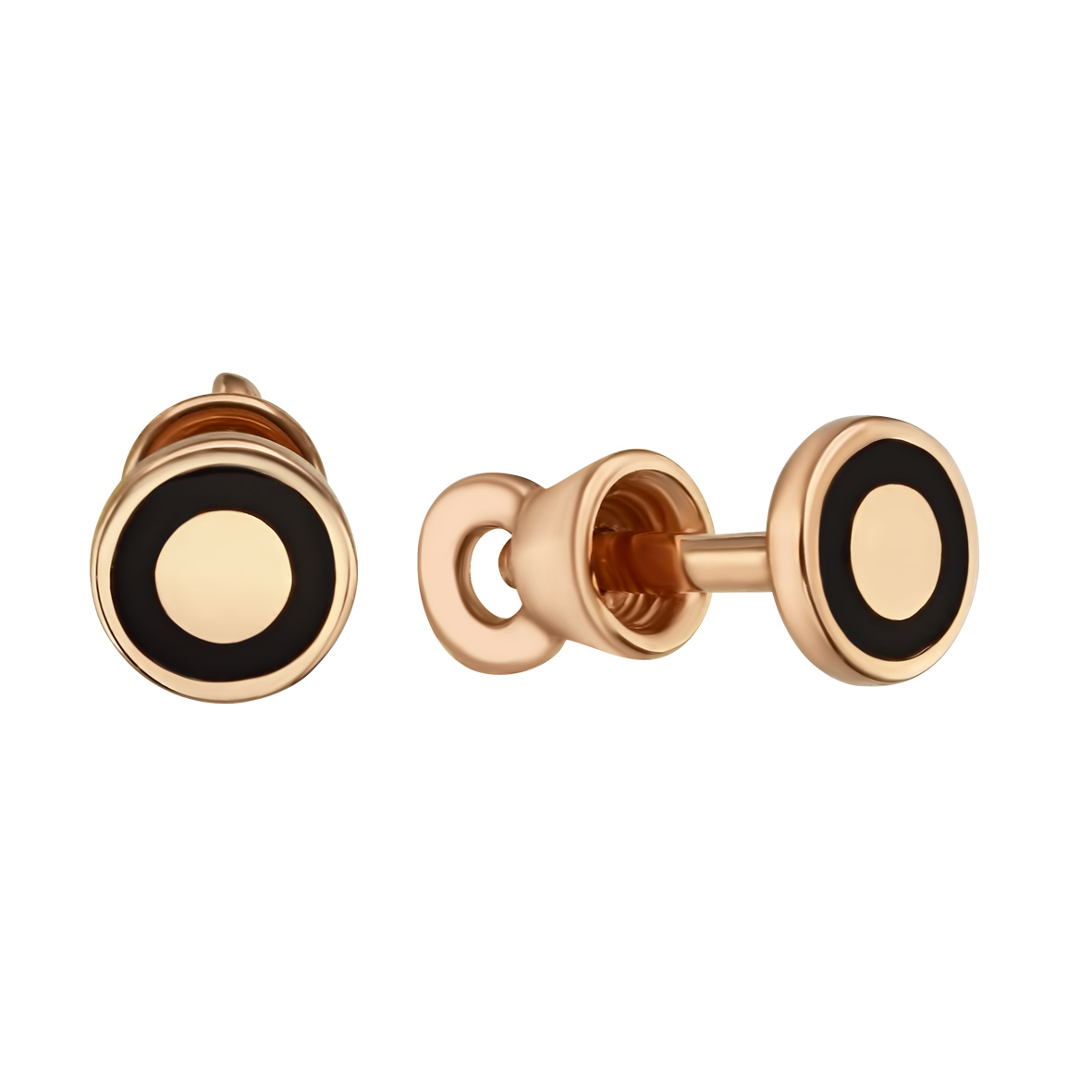 Noir Circle – Ohrstecker aus 585er Gold mit schwarzer Emaille
