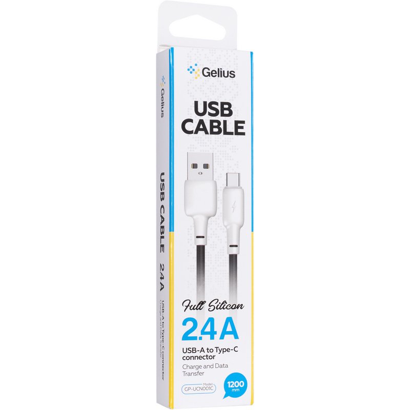 Кабель USB Gelius Full Silicon GP-UCN001C USB-A to Type-C (1.2m) (18W) Black/White