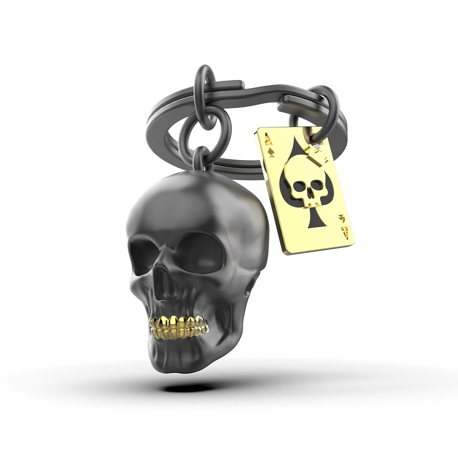 Брелок Metalmorphose Black Skull with Playing Card – стильний металевий аксесуар для ключів