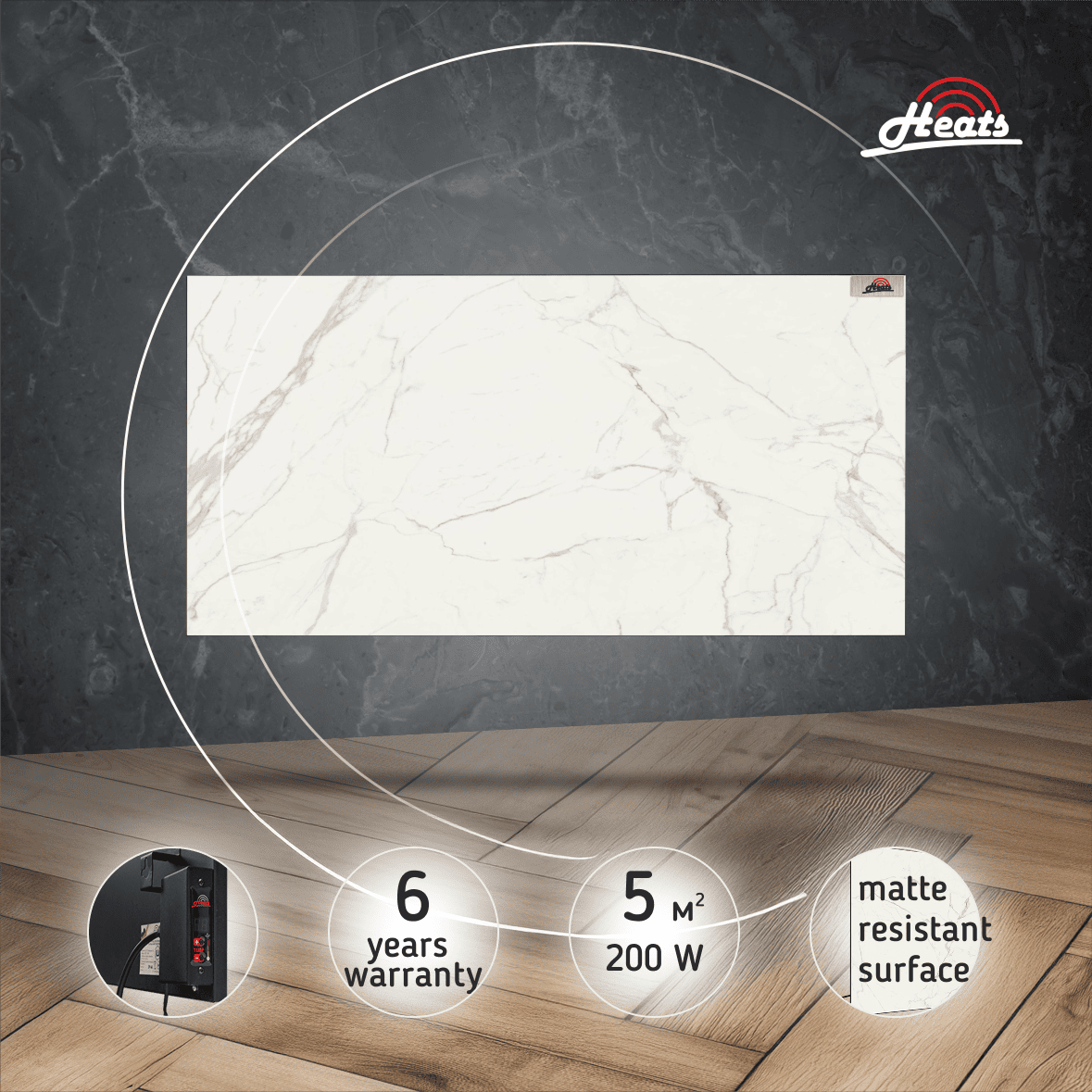 Ceramic Heater Heats 200 Oro with Thermostat