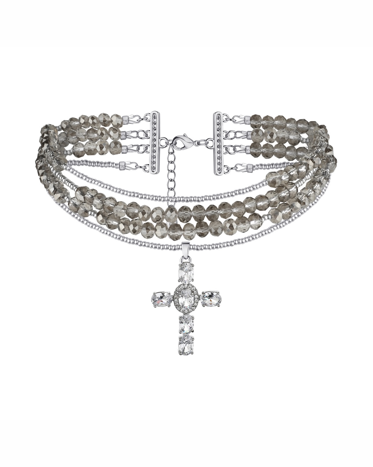 DIAMOND CROSS necklace silver