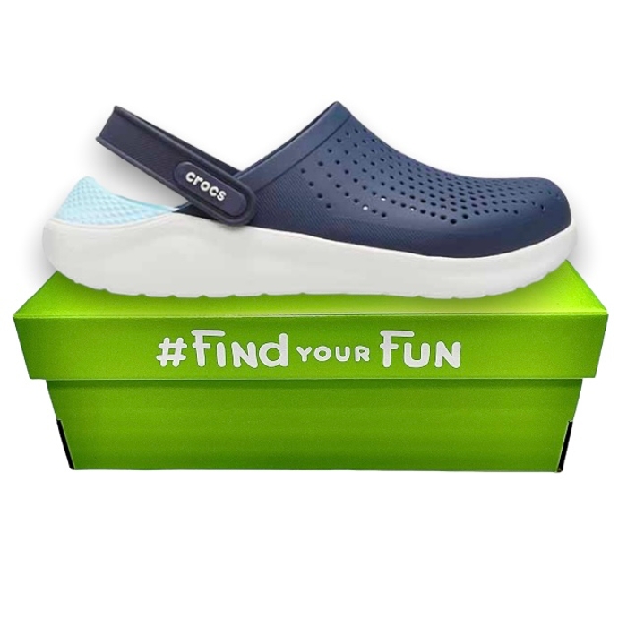 Crocs LiteRide Clog Navy/ Almost White Сабо Крокси чоловічі / жіночі сині з блакитним