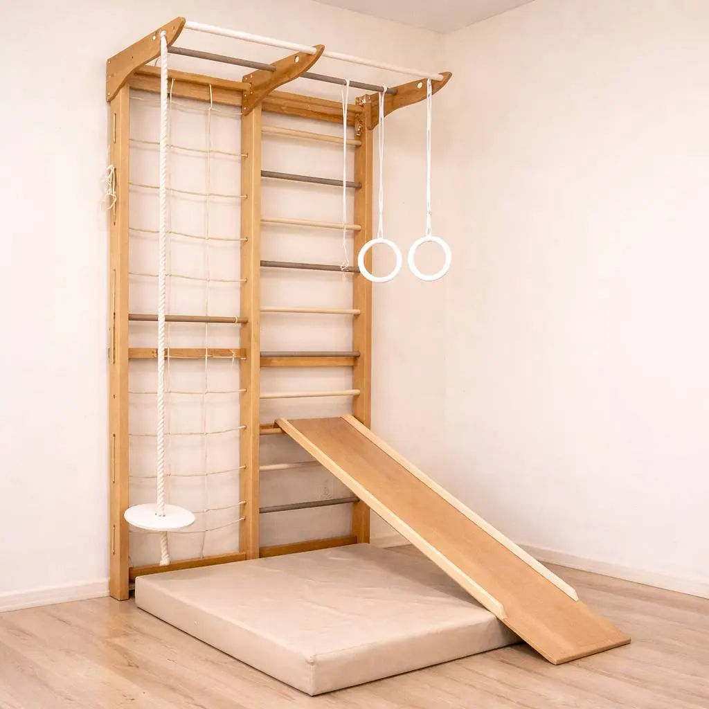 Sprossenwand Kletterset für Kinder mit Ringen & Netz – Ben