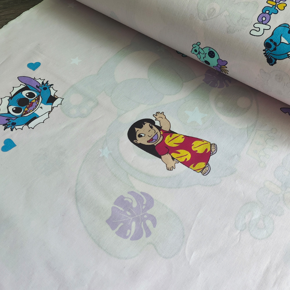 Тканина Ранфорс - Лола і Стіч на рожевому