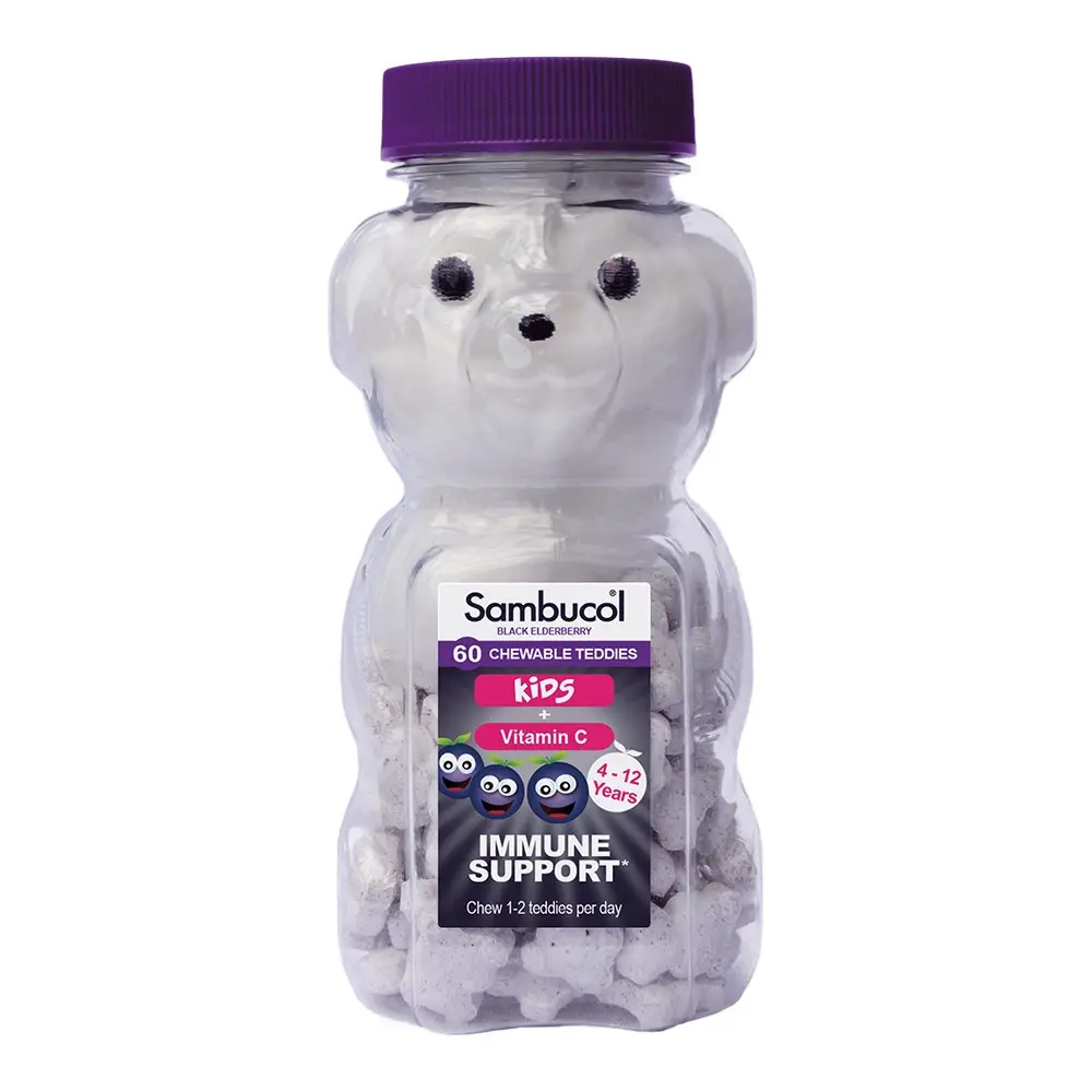 Ведмедики для імунітету Чорна бузина + Вiтамiн С Sambucol Kids Chewable Teddies 60 шт ведмежуйки