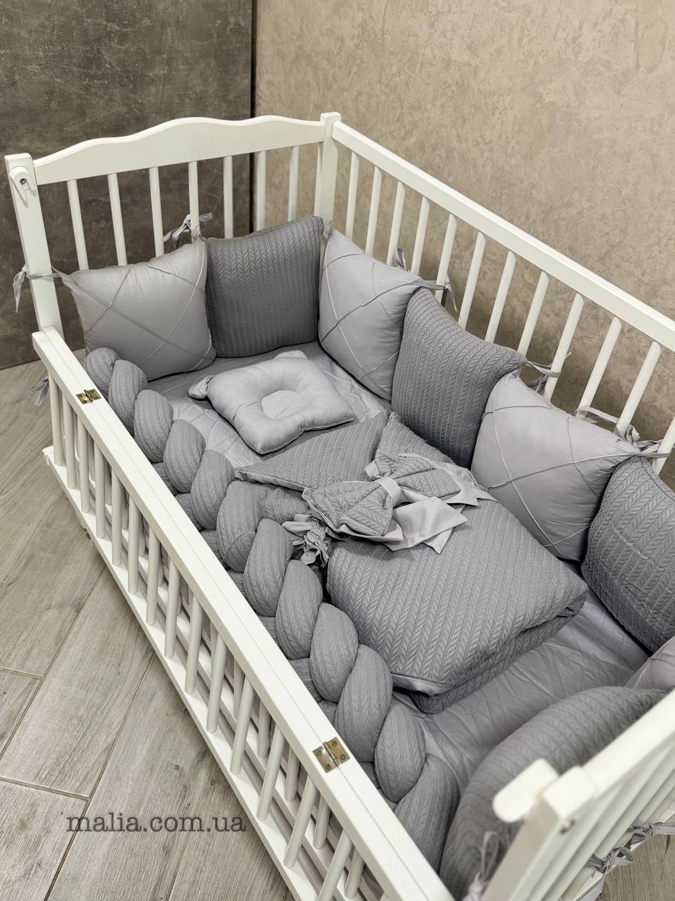В ліжечко набір Babys «Класика» темно сірий