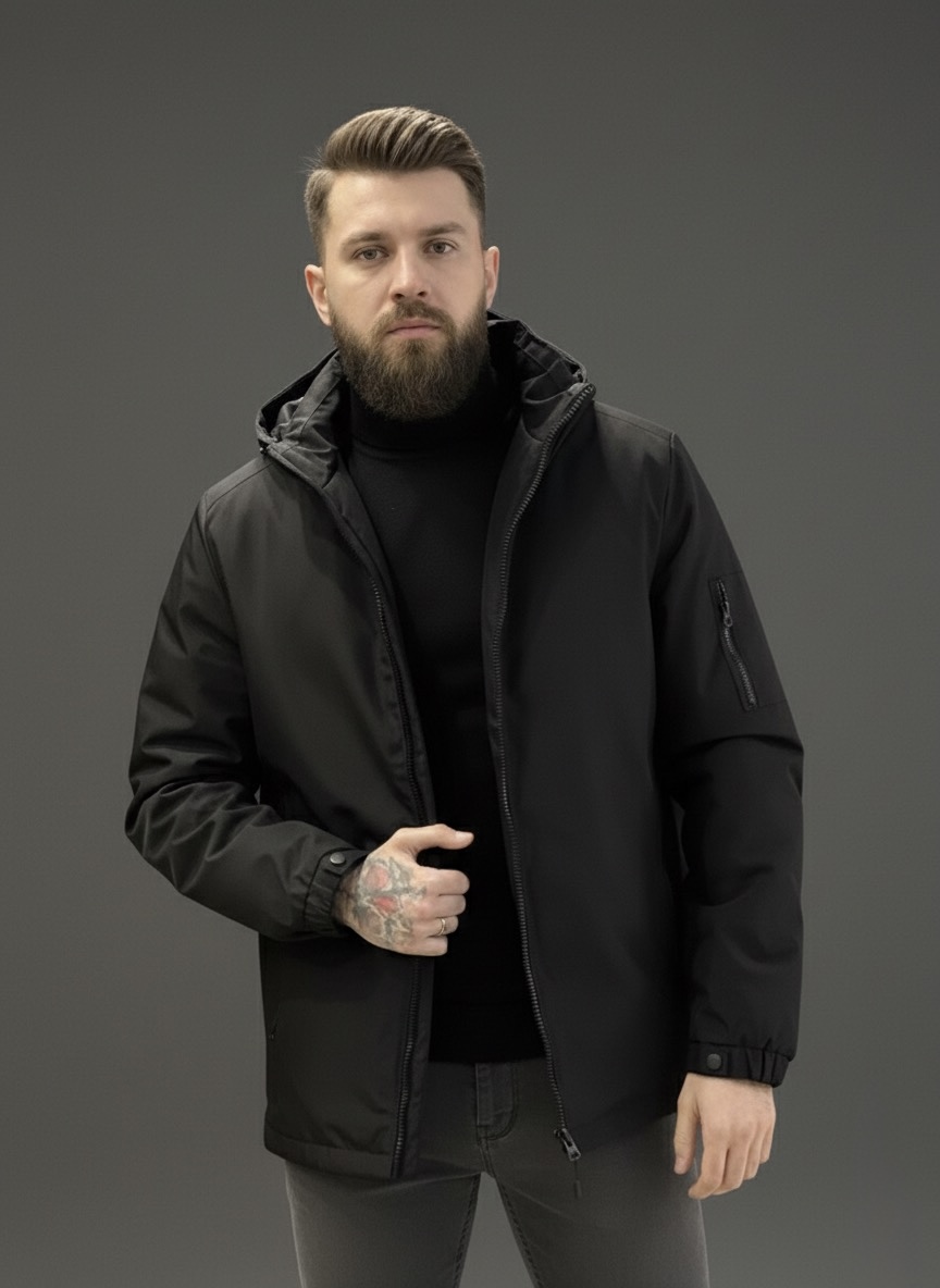 Демісезонна батальна універсальна чоловіча куртка з капюшоном