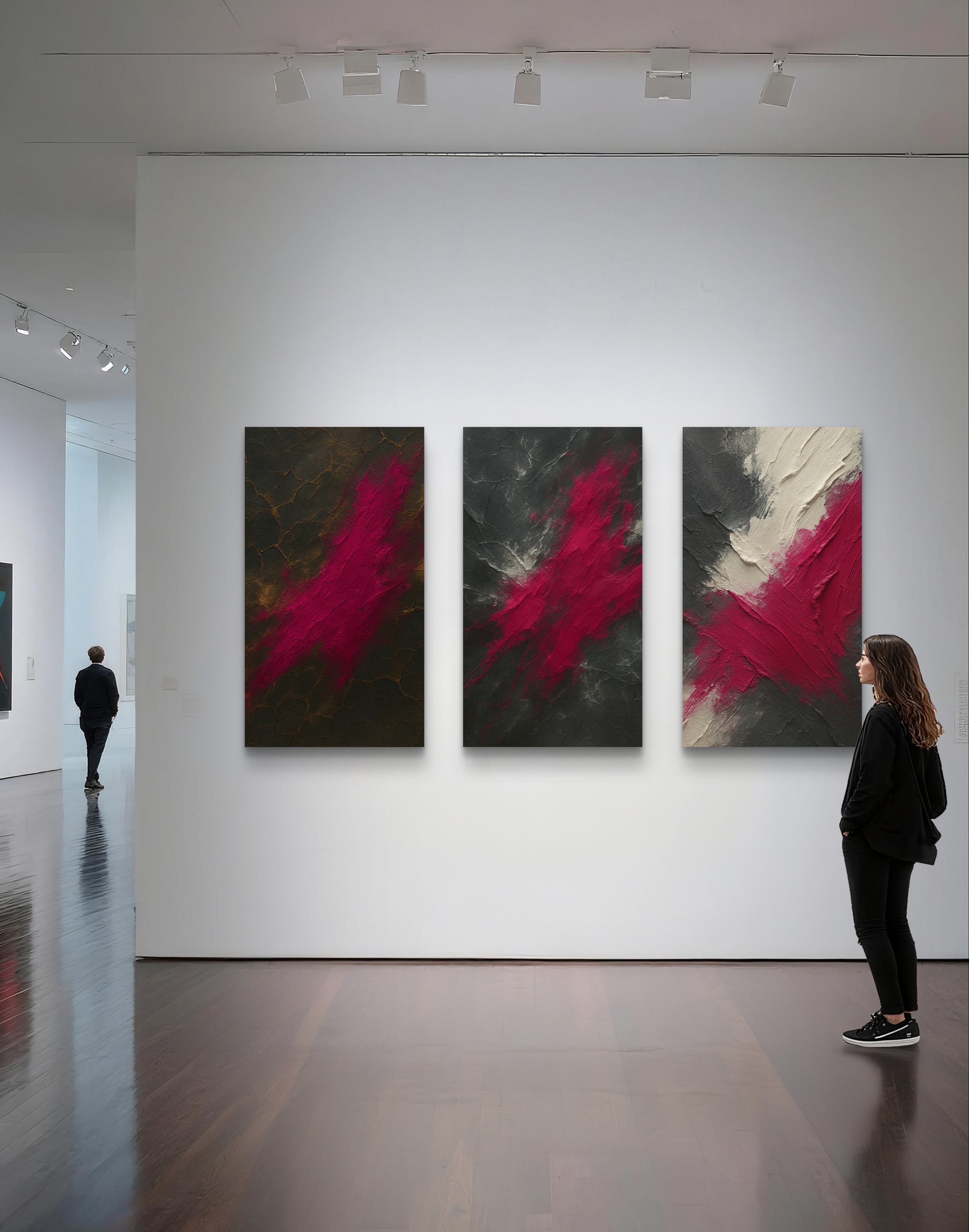 Велика модульна картина триптих " Малинова симфонія"