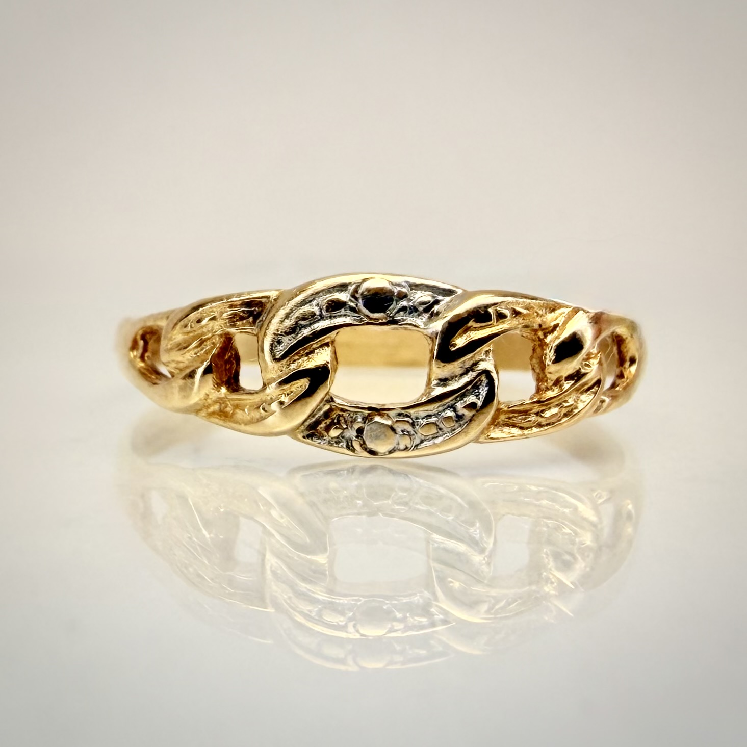 14k kaksivärinen vintage-ketjusormus