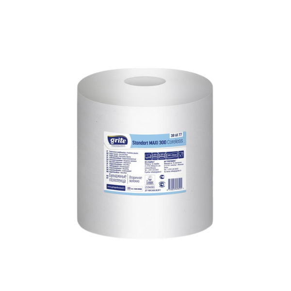 Рушники паперові ОПТОМ Grite Standart MAXI 300 Coreless, в рулонах, Sorted Recycled Fiber, 952 відривів, 200х200 мм, 300 м