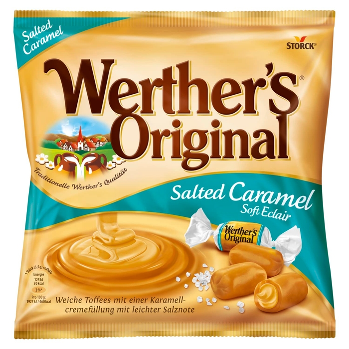 Werther's Original Salted Caramel Soft Eclair М'які Вершкові Тоффі з Карамельним Кремом і Легким Солоним Смаком - 180 г