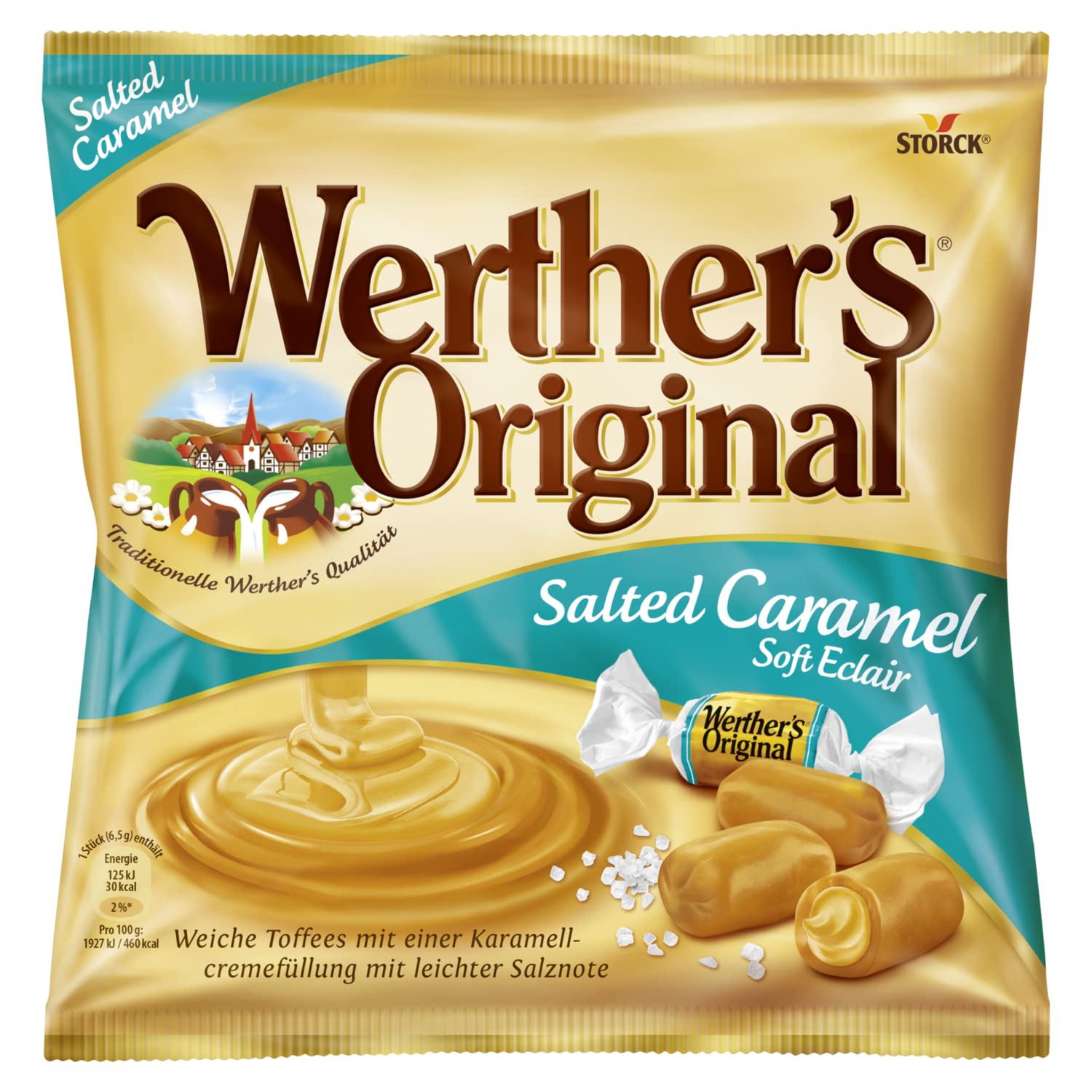 Werther's Original Salted Caramel Soft Eclair М'які Вершкові Тоффі з Карамельним Кремом і Легким Солоним Смаком - 180 г